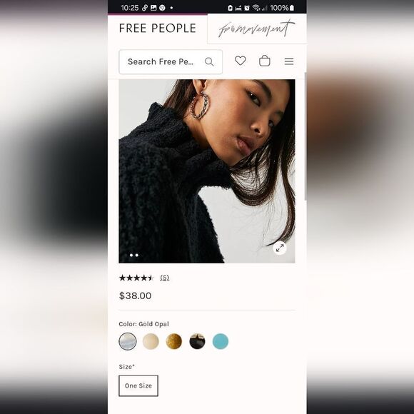 New FREE PEOPLE Buckaroo C shaped hoop black earrings - Picture 2 of 8